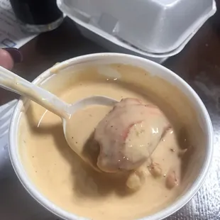 Lobster bisque with extra meat $10