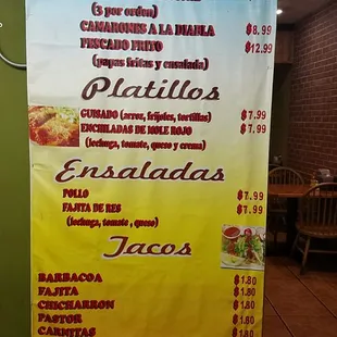 menu