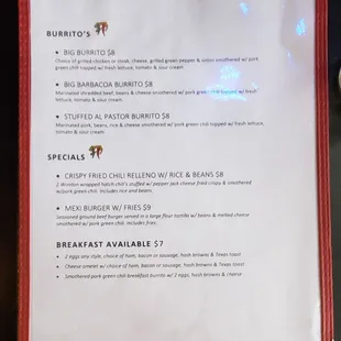 menu