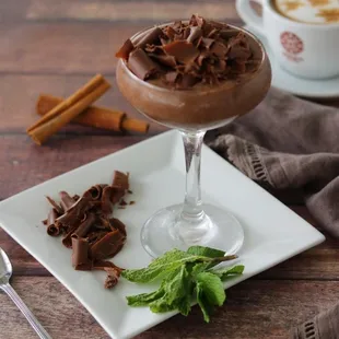 a glass of chocolate mousse