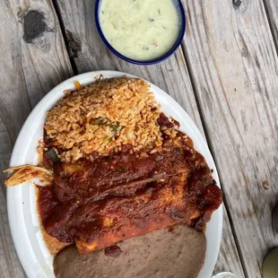 La Casa Enchilada w/ Chicken (Queso on the side)