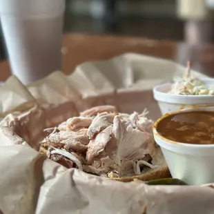 Dr Pepper beans, Alabama white coleslaw and some chicken