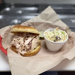 Pulled Chicken Sandwich with Alabama White Coleslaw