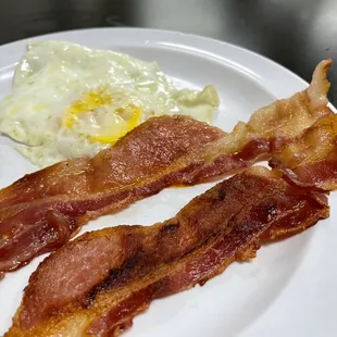 Crispy bacon; one egg included in combo