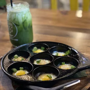 Thai milk green tea Quail Eggs (Khai Krok)