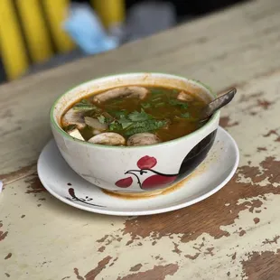 Cup of Tom Yum Soup (Hot and Sour Soup.  Very refreshing.