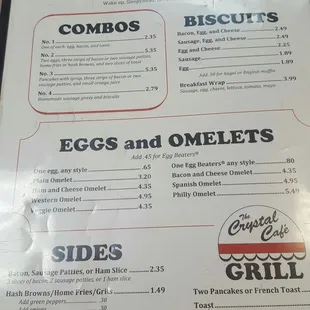 the breakfast menu on the table