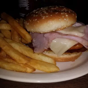 Cordon bleu chicken sandwich with bacon