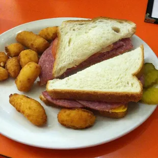 Sandwich and curds. Life couldn't be much better.