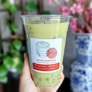 Thai Green Milk Tea with crystal boba