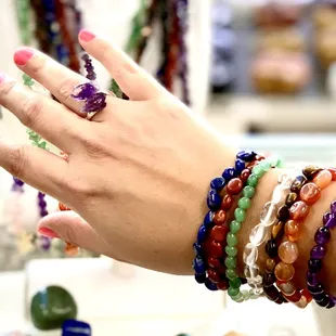 Beautiful gemstone bracelets and rings!
