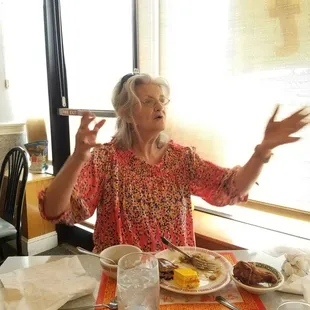 Enjoying the buffet. Loves the Nankin style chow mein. Original Nankin recipe,  yo!