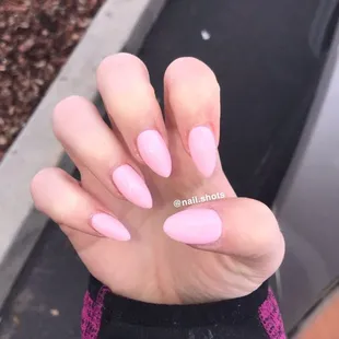 Almond nails. Some are not fully shaped but a pretty good job