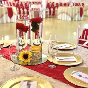 Red and gold wedding decorations