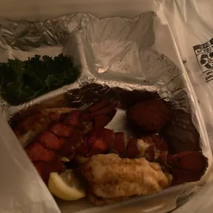 Lobster dinner with no potato picked up. They told me I can hang my potato on my next visit. That's the best they could do .