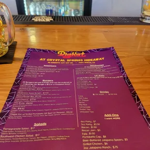 Big Kat menu