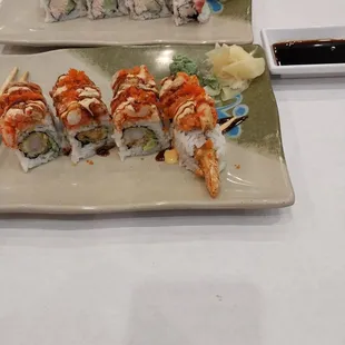 Combination Chow Mein, Bamboo Roll and Rainbow Roll