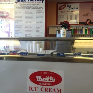 Thrifty ice cream, juices, sno cones, filtered water &amp; alkaline water that tastes clean and refreshing.