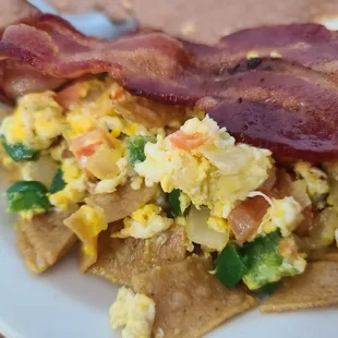 Chilaquiles with Bacon - yum!
