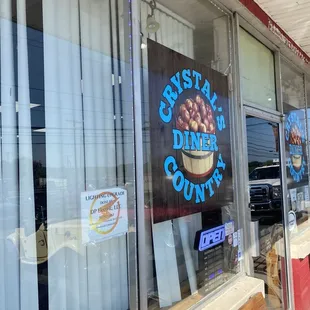 a sign in the window