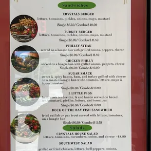 Menu of other foods they offer.