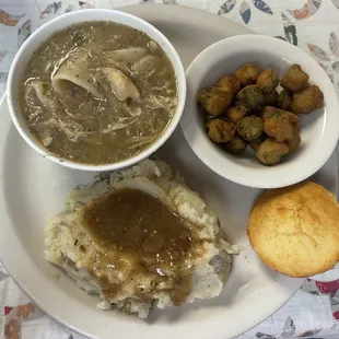 This was on a Tuesday! Some delicious home cooked food  Yummy! Chicken &amp; dumplings day!