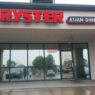 the entrance to cryster asian diner