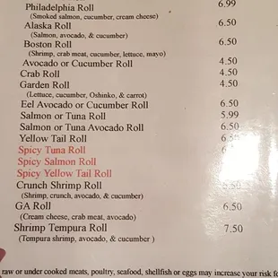 menu