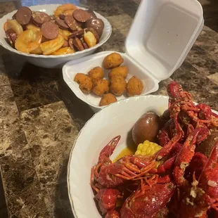 Two boils and hush puppies