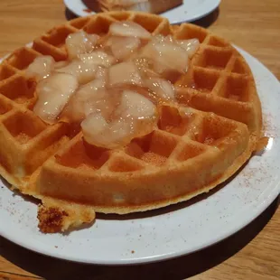 Their fantastic, warm and moist Cinnamon Apple Waffles.