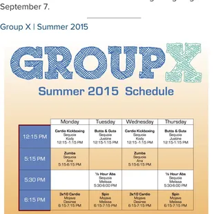 Summer 2015 class schedule.