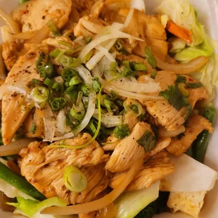 Garlicky greens with chicken ( brown rice not pictured).