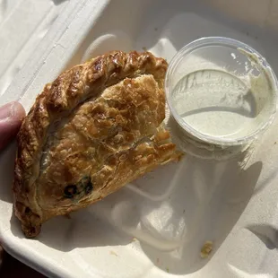 Butter Chicken Empanada and the spicy dipping sauce