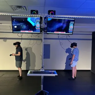 Customers playing virtual reality games