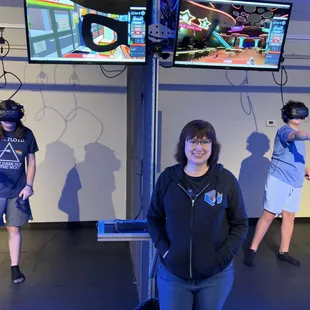 Customers playing virtual reality games