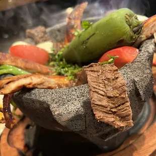 Grilled Steak and chicken Arracheras Molcajete