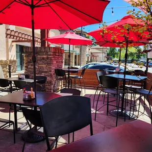 Patio dining with high tops and regular tables 4/2024