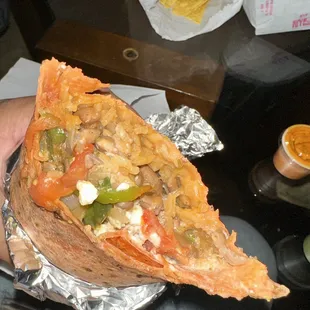 Steak Ranchero Burrito (a bit spicy but very good and a generous size)