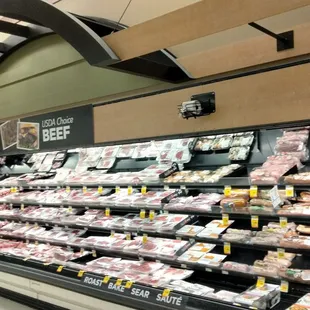 a meat section of a grocery store