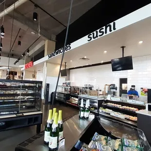 the inside of a deli