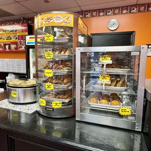a display of baked goods