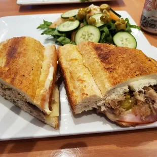 Cuban sandwich with side salad