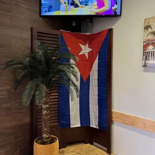cuban flag hanging on the wall