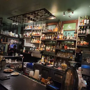 the bar and shelves