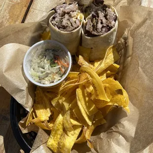 a plate of tortillas and chips