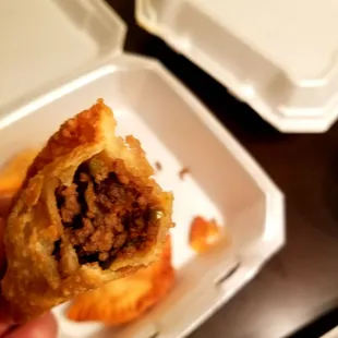 Inside of beef empanadas, very good