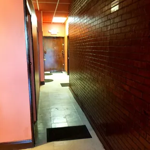 Hallway to restrooms