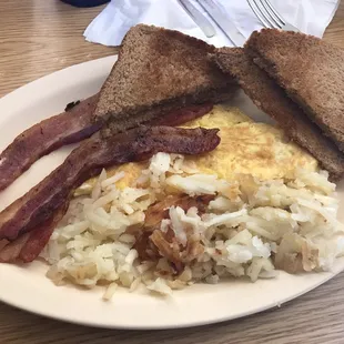 One egg and my choice was bacon. Talk about delicious and well priced!