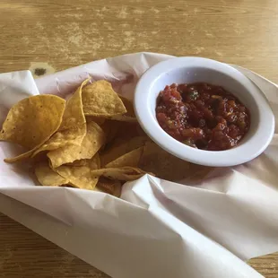 Warm fresh chips and delicious salsa