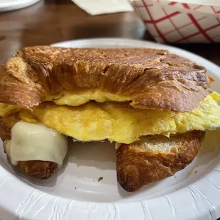 Croissant with egg and cheese